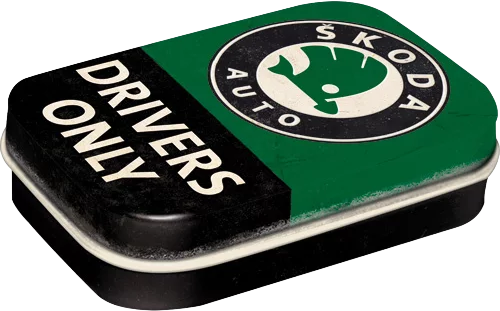 Skoda - Drivers Only - Blechdose gefüllt mit Pfefferminz