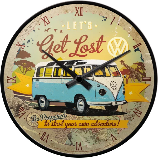 VW Bulli Get Lost - Wanduhr DM 31 cm