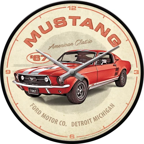 Ford Mustang GT 1967 red - Wanduhr DM 31 cm