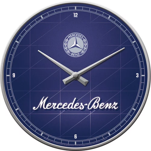 Mercedes Benz Silver-Blue - Wanduhr DM 31 cm