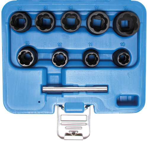 BGS Spiral-Profil-Steckschlüssel-Satz / Schraubenausdreher | Antrieb Innenvierkant 10 mm (3/8