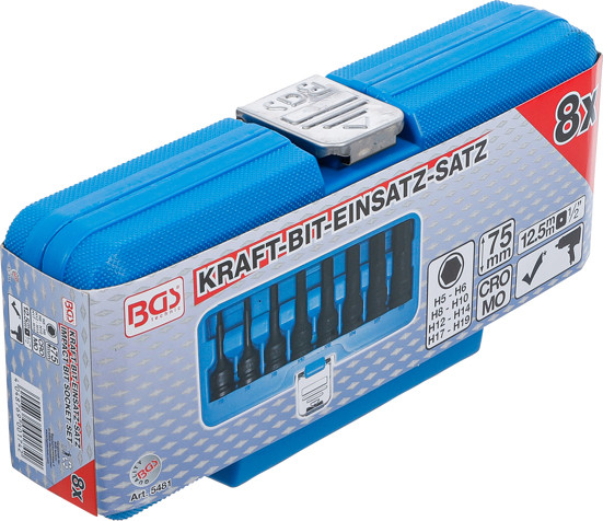 BGS Kraft-Bit-Einsatz-Satz | Antrieb innenvierkant 12,5 mm (1/2