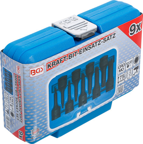 BGS Kraft-Bit-Einsatz-Satz | Antrieb Innenvierkant 12,5 mm (1/2