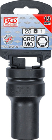 BGS Kraft-Steckschlüssel-Einsatz Sechskant, tief | Antrieb Innenvierkant 25 mm (1