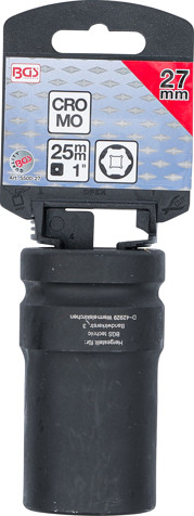 BGS Kraft-Steckschlüssel-Einsatz Sechskant, tief | Antrieb Innenvierkant 25 mm (1