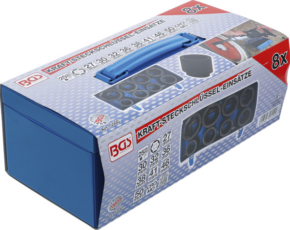 BGS Kraft-Steckschlüssel-Einsatz-Satz Sechskant, tief | Antrieb Innenvierkant 25 mm (1