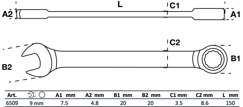BGS Ratschenring-Maulschlüssel | SW 9 mm