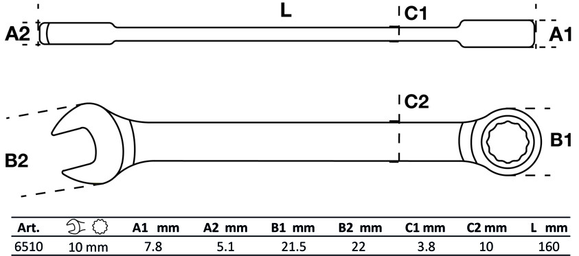 BGS Ratschenring-Maulschlüssel | SW 10 mm