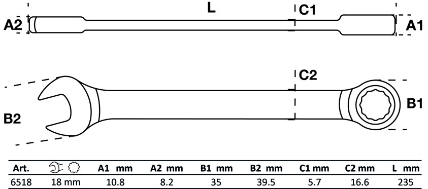 BGS Ratschenring-Maulschlüssel | SW 18 mm