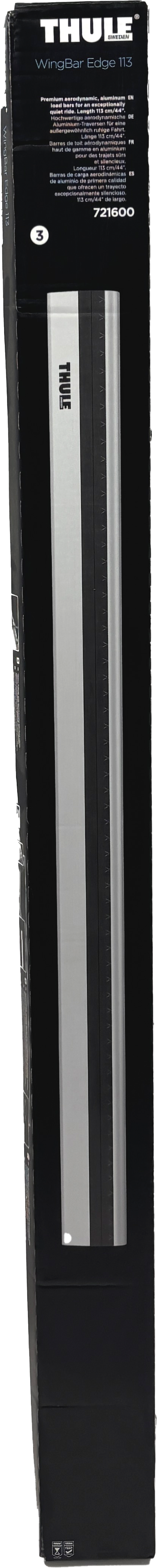 THULE WingBar Edge 721600 Dachträgerstange Balken Kofferraum (1 Stück, Aluminium, länge: 113 cm, tragfähigkeit: 75 kg, Silber, erfordert ein Montagekit)