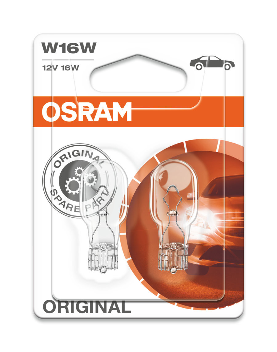 Osram Lampe mit Glassockel Glühlampe W16W W2.1x9.5d 12V 16W 1 Stück
