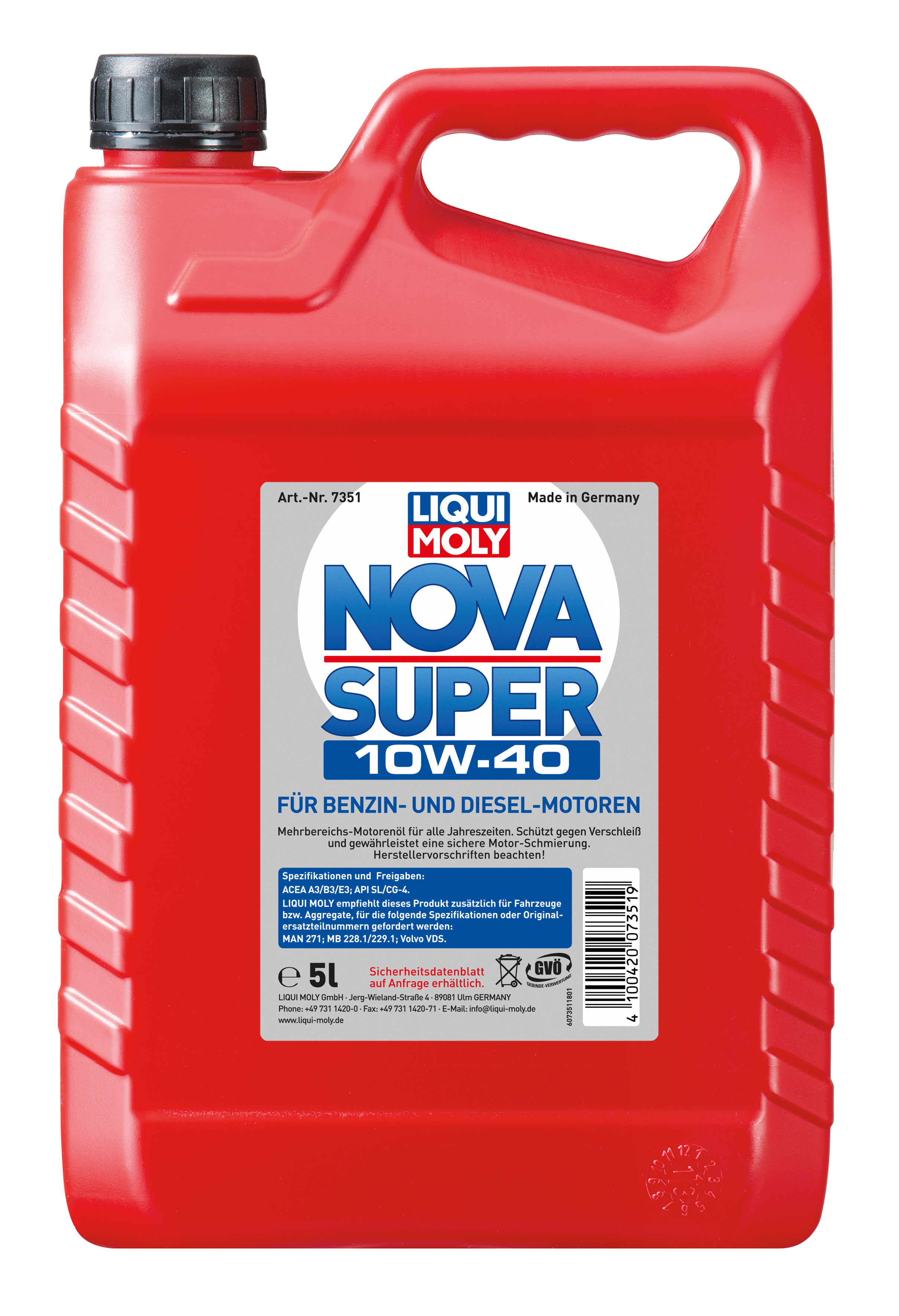 Liqui Moly 7351 Nova Super 10W-40 Diesel & Benziner Motoröl 5Liter