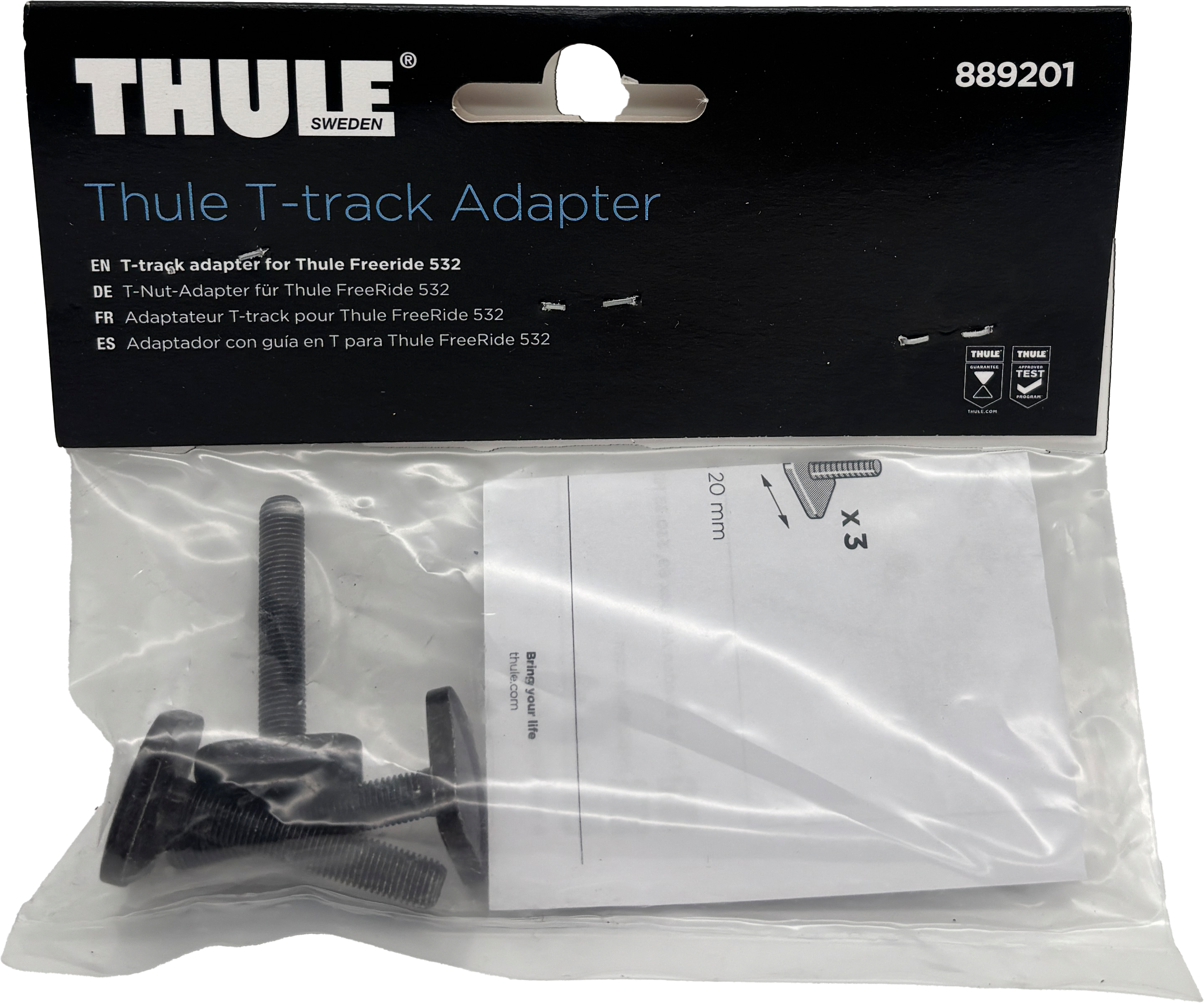 Thule 889201 FreeRide T-Track T-Nut Adapter für 532 20x20mm
