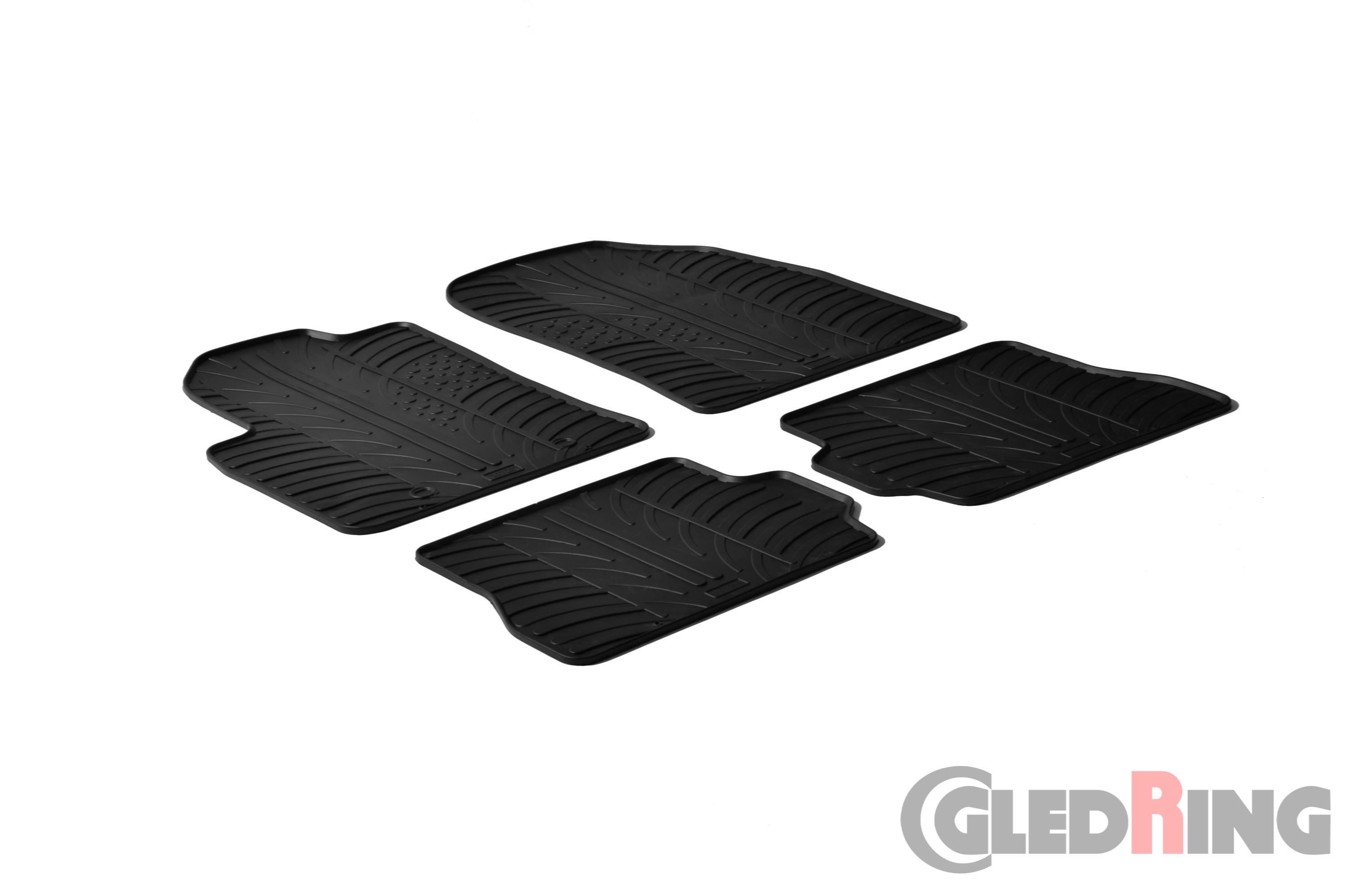 Original Gledring Passform Fußmatten Gummimatten 4 Tlg.+Fixing - FORD Fiesta 2002-2007