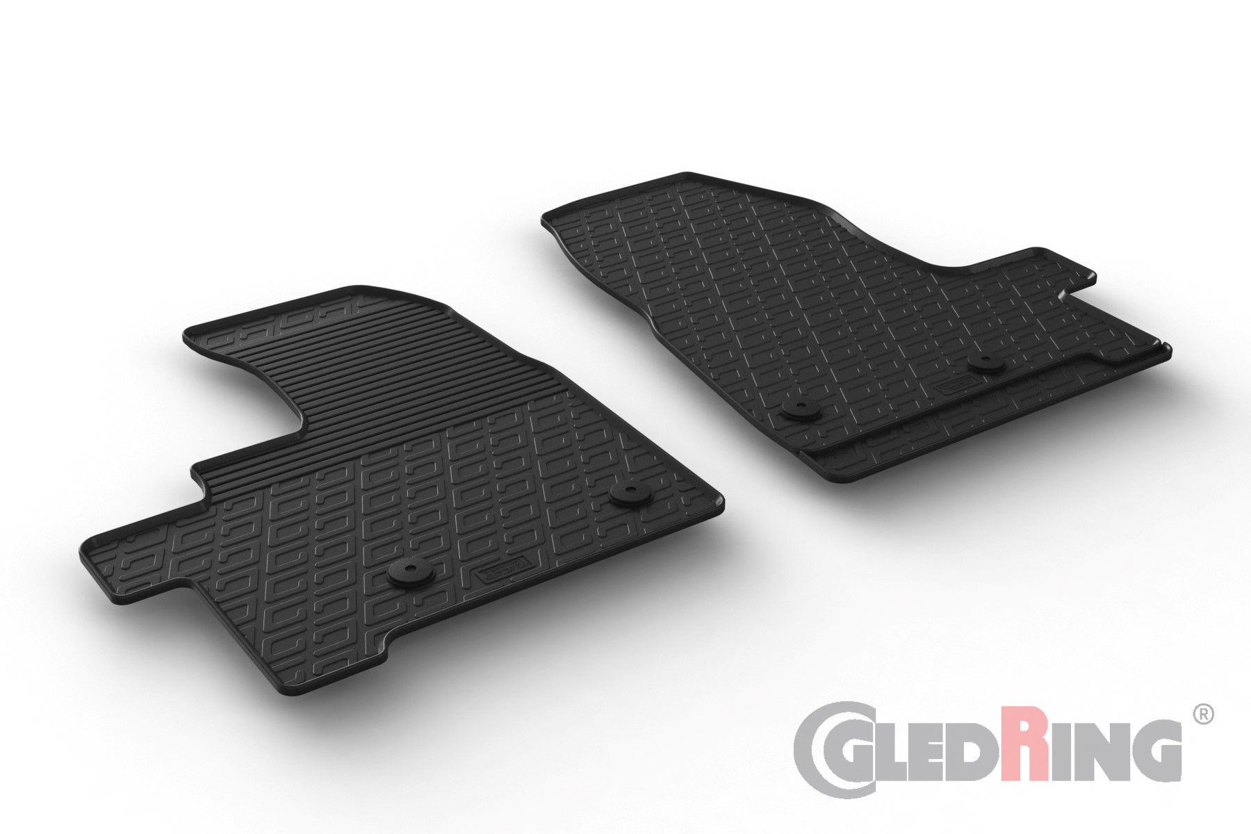 Original Gledring Passform Fußmatten Gummimatten 2 Tlg.-Fixing - FORD Transit Custom Furgon/Kombi FL 01.2018-> (Nur für Vordersitz, Automatik)