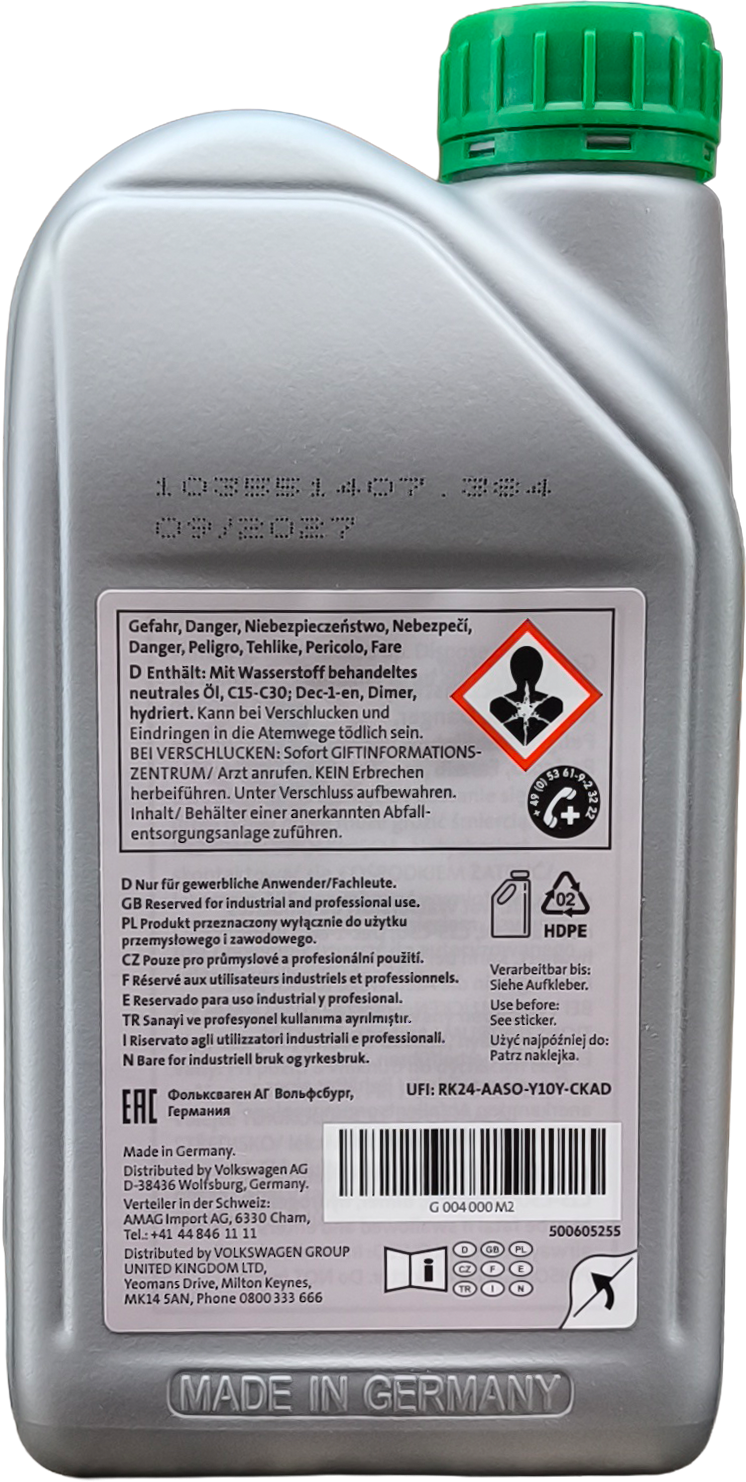 Original VW Audi Seat Skoda Hydrauliköl G 004 000 M2 - 1 Liter