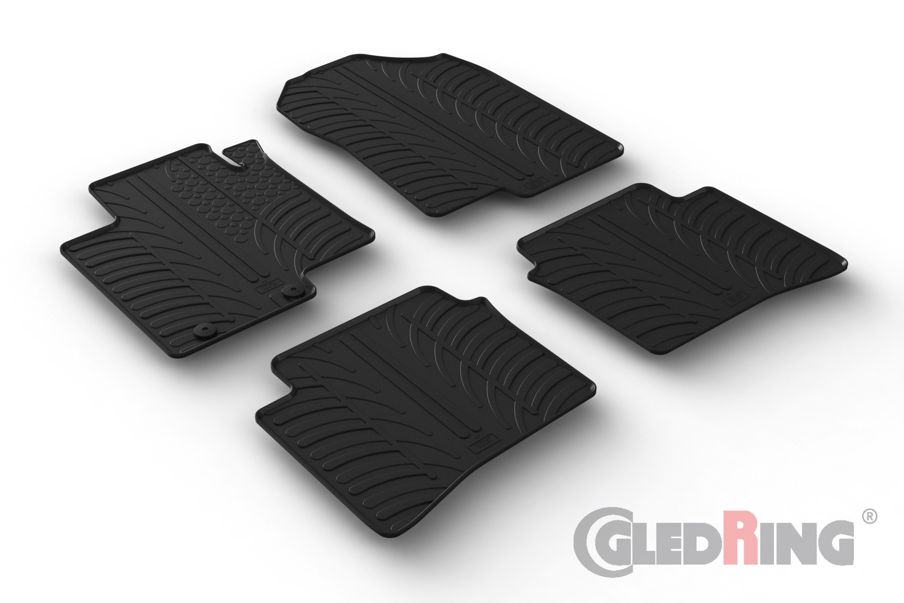 Original Gledring Passform Fußmatten Gummimatten 4 Tlg.+Fixing - HYUNDAI i20 10.2020->