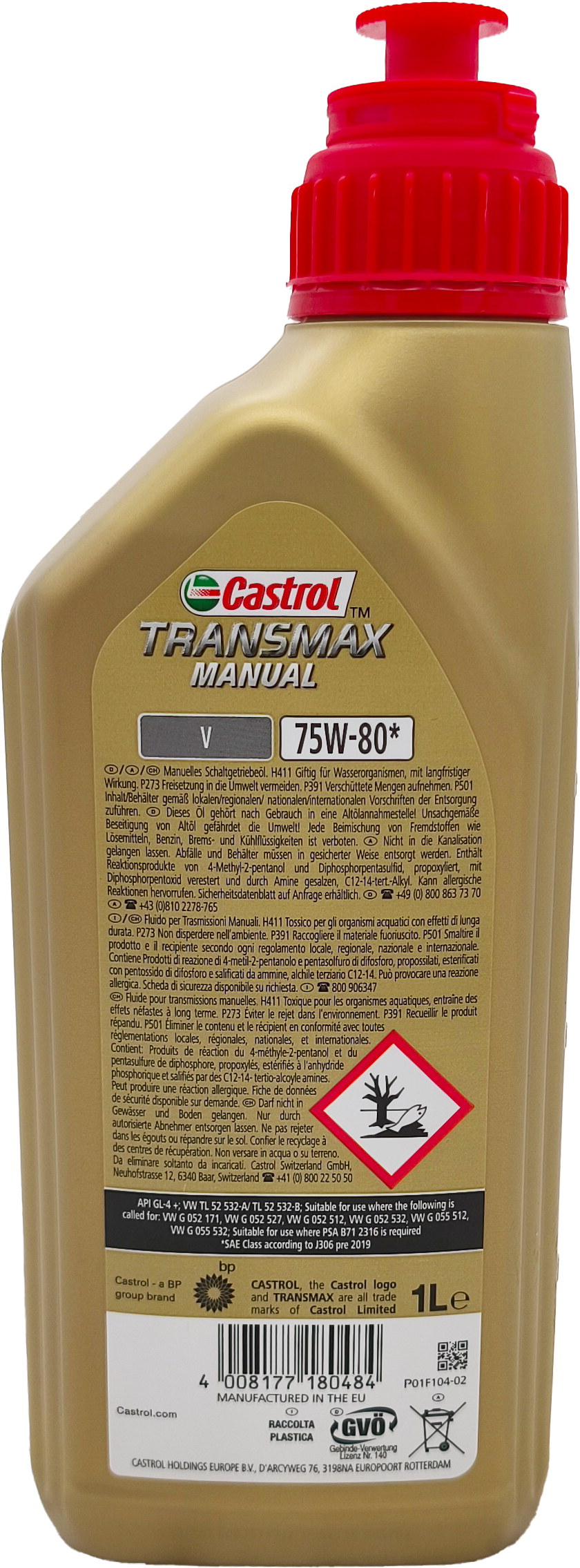 Castrol Transmax Manual V 75W-80 Schaltgetriebeöl 1l Flasche