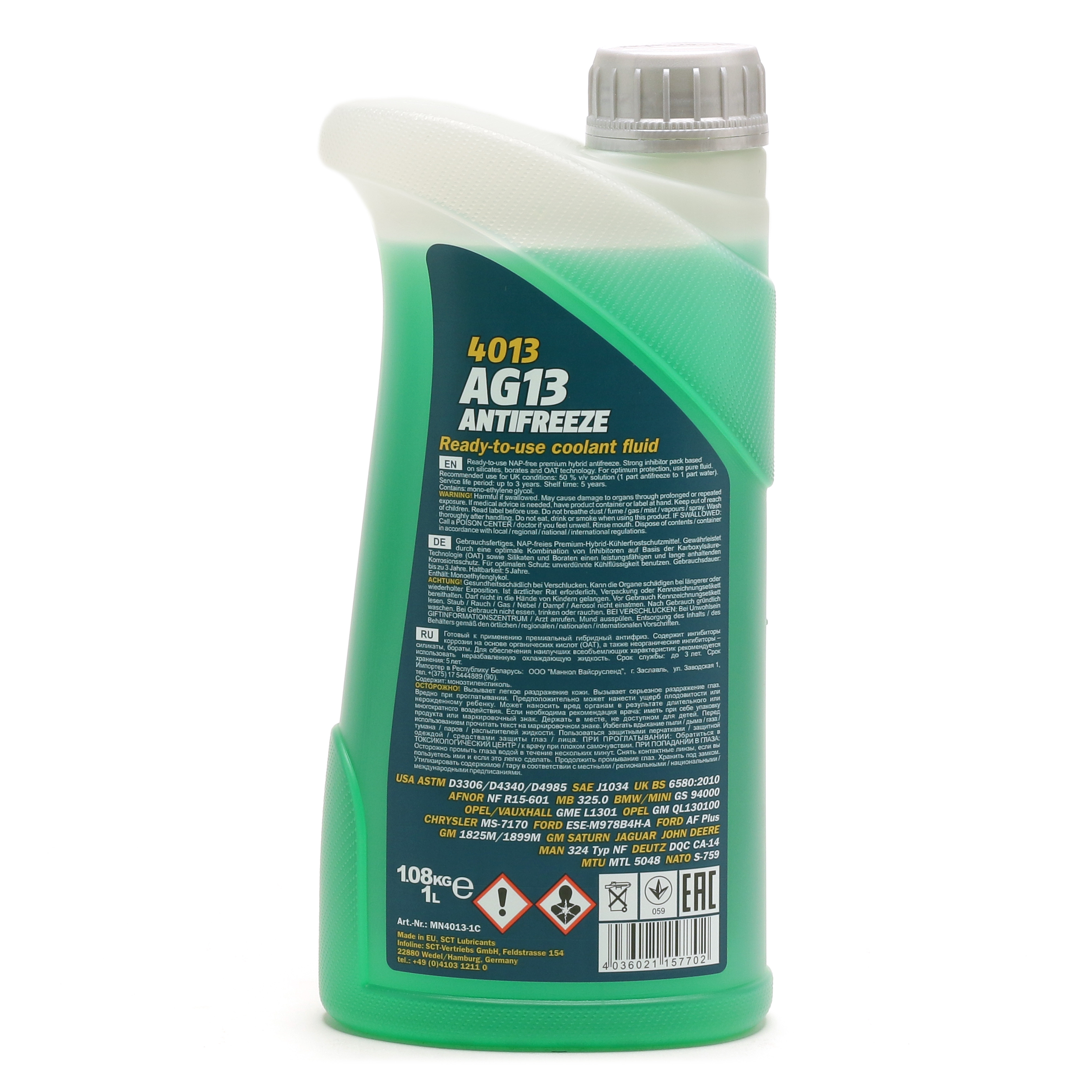 Mannol 4013 AG13 Kühlerfrostschutz Fertigmischung -40° 1l Flasche