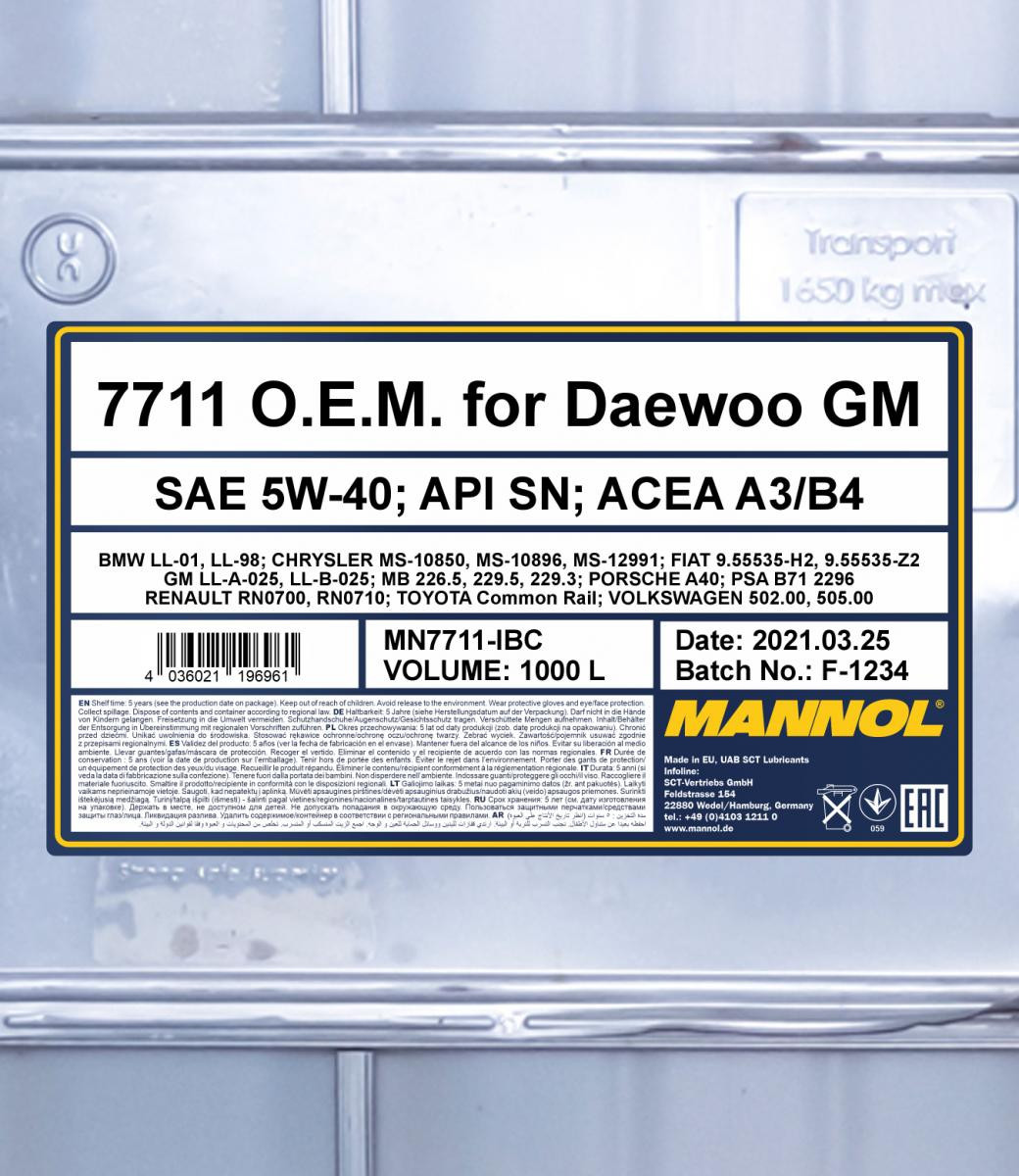 MANNOL 7711 O.E.M. for Daewoo GM 1000L