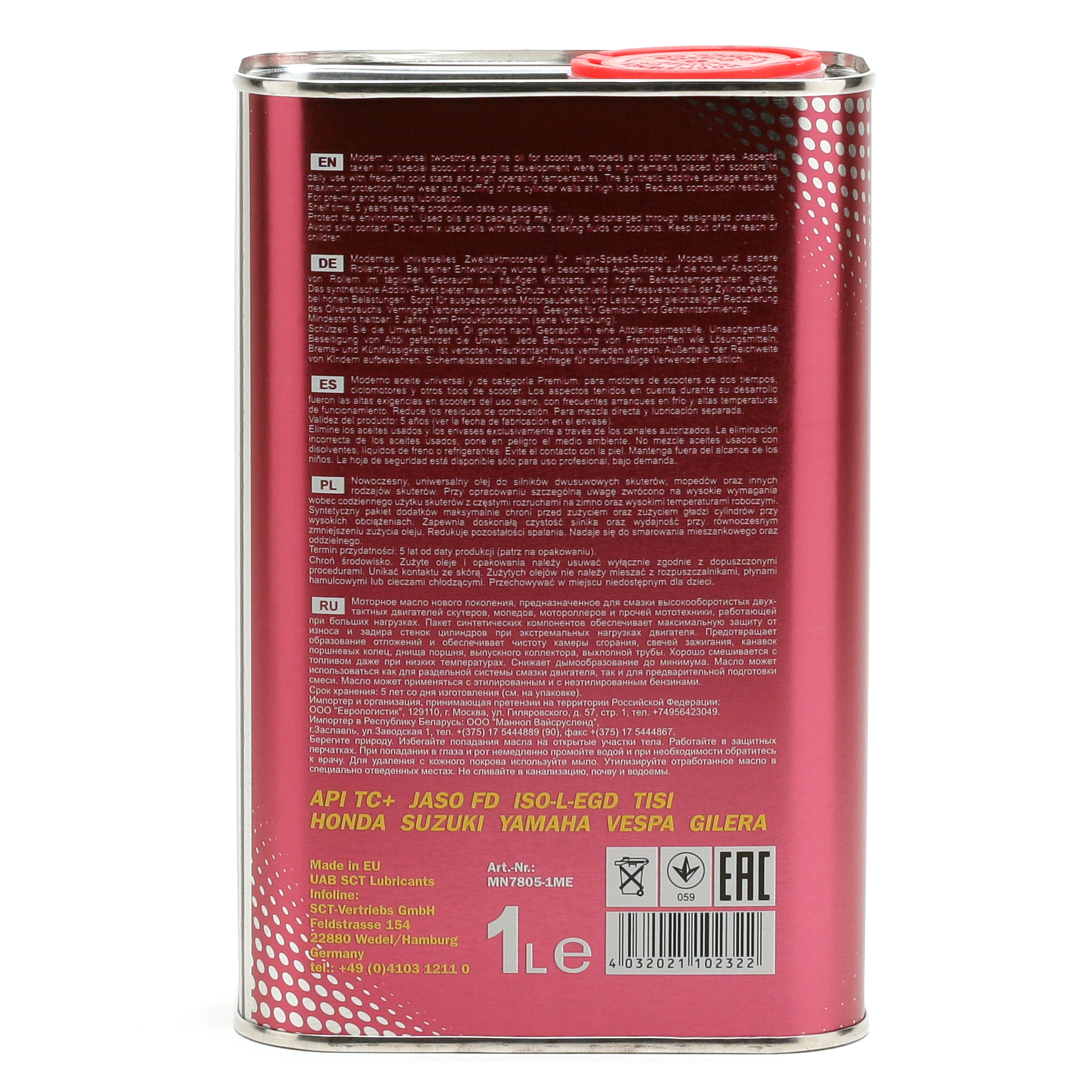 MANNOL 7805 Scooter 2-Takt Premium vollsynthetisches Motorrad Motoröl 1l