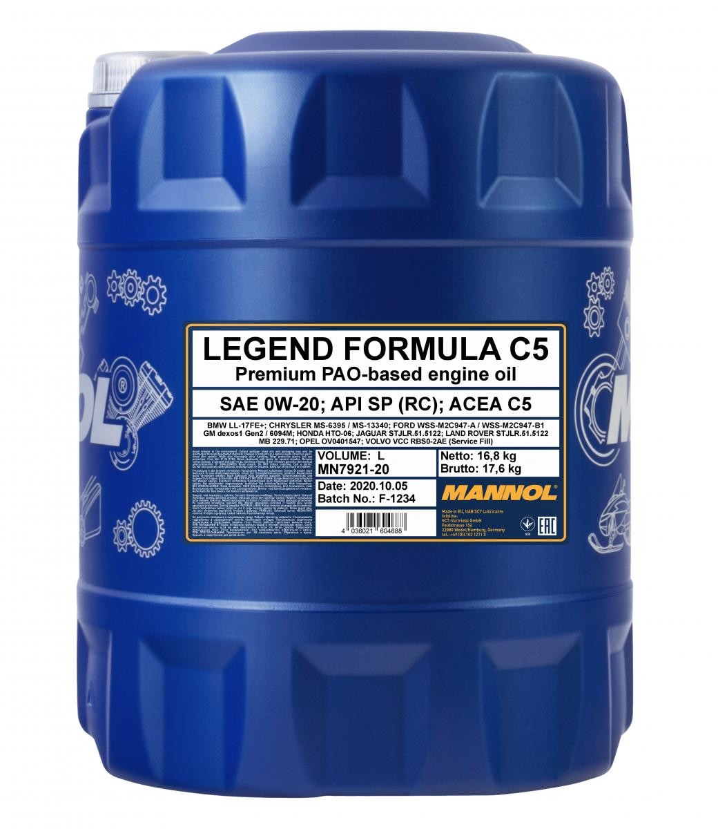 Mannol 7921 Legend Formula C5 0W-20 synthetisches Motoröl 10l Kanister