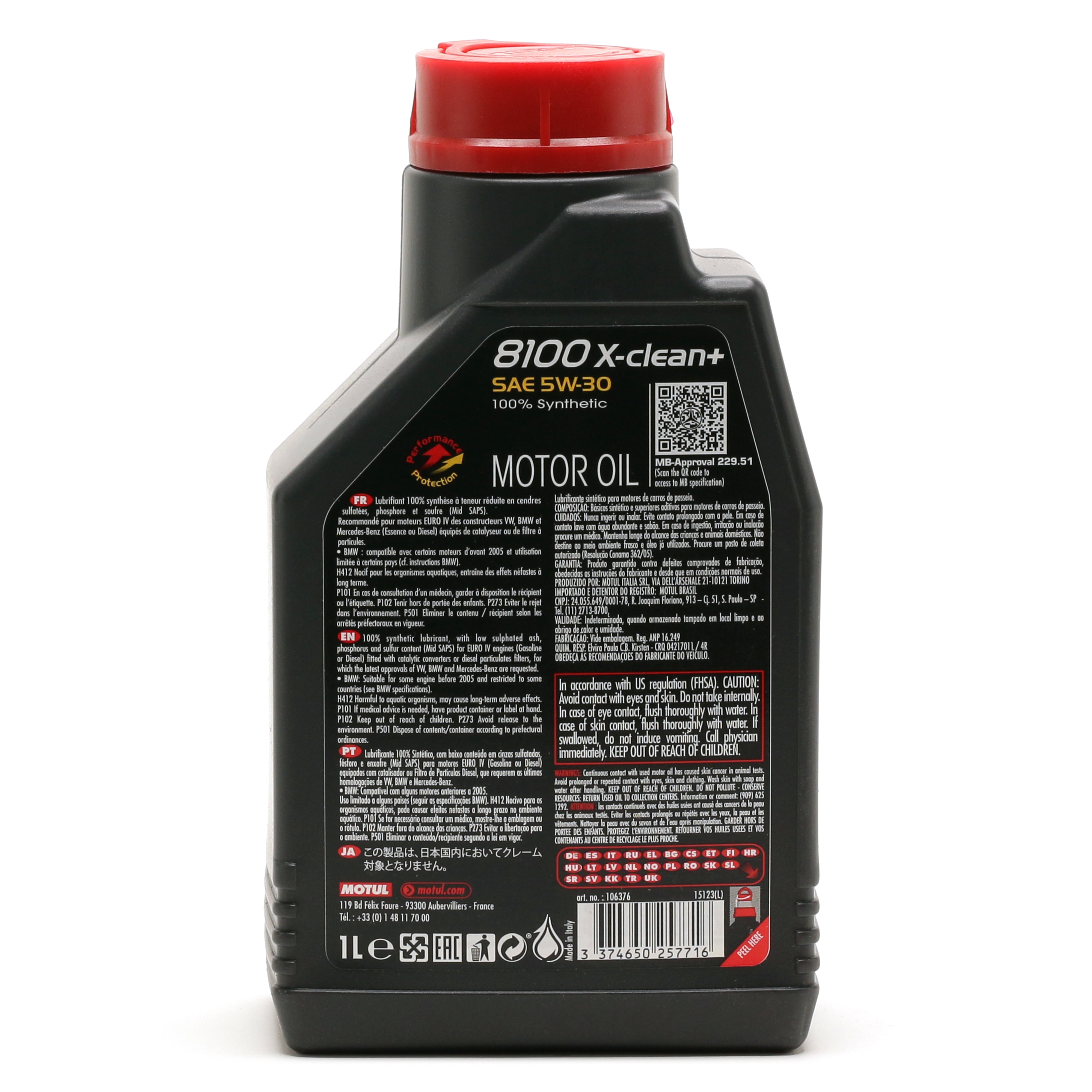 Motul 8100 X-clean + 5W-30 Motoröl 1l Flasche - SAE 5W-30 - PKW ...