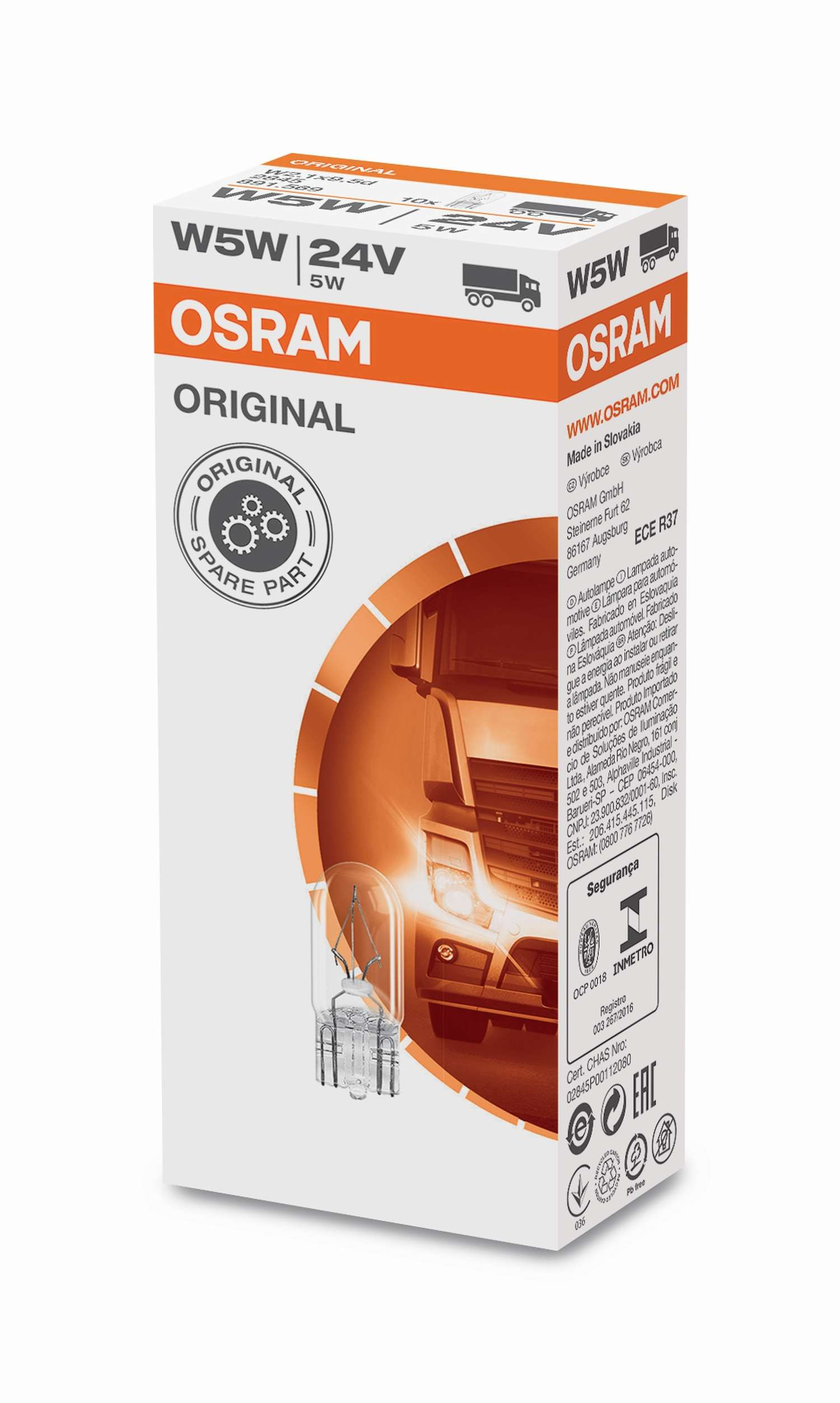 Osram Lampe mit Glassockel Glühlampe W5W W2.1x9.5d 24V 5W 1 Stück