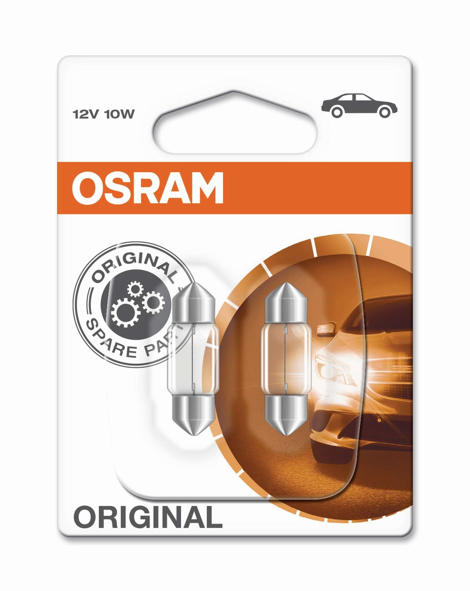 Osram Original Festoon Sofittenlampe Glühlampe SV8.5-8 12V 10W Doppelpack