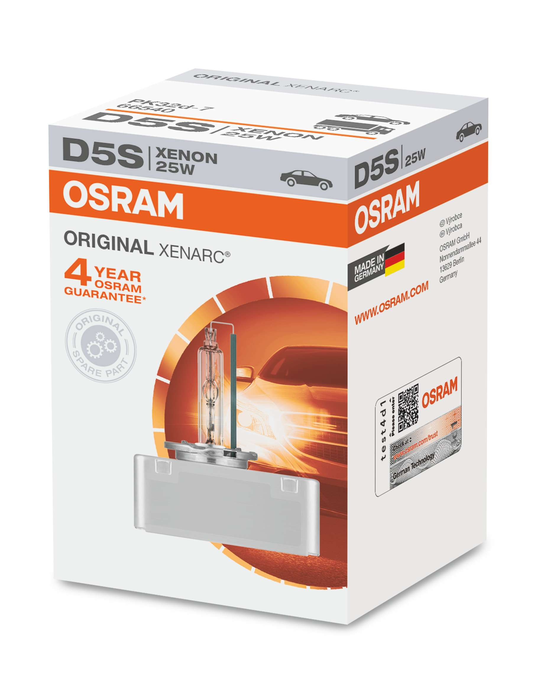 Osram Xenarc® Original D5S PK32d-7 12V/24V 25W 4400K 1 Stück