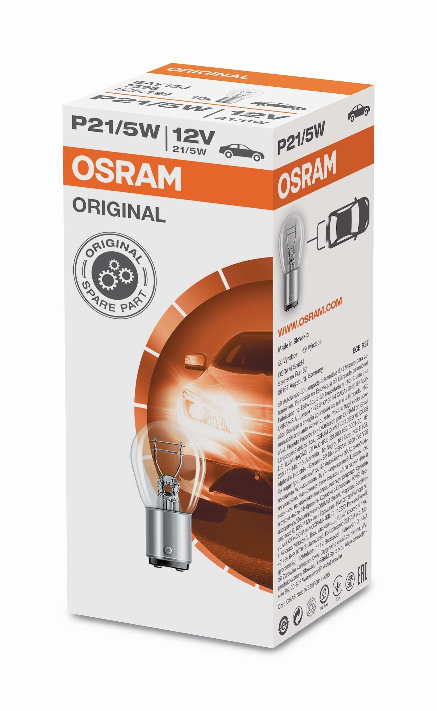 Osram Lampe mit Metallsockel Glühlampe P21/5W BAY15d 12V 21W/5W 1 Stück