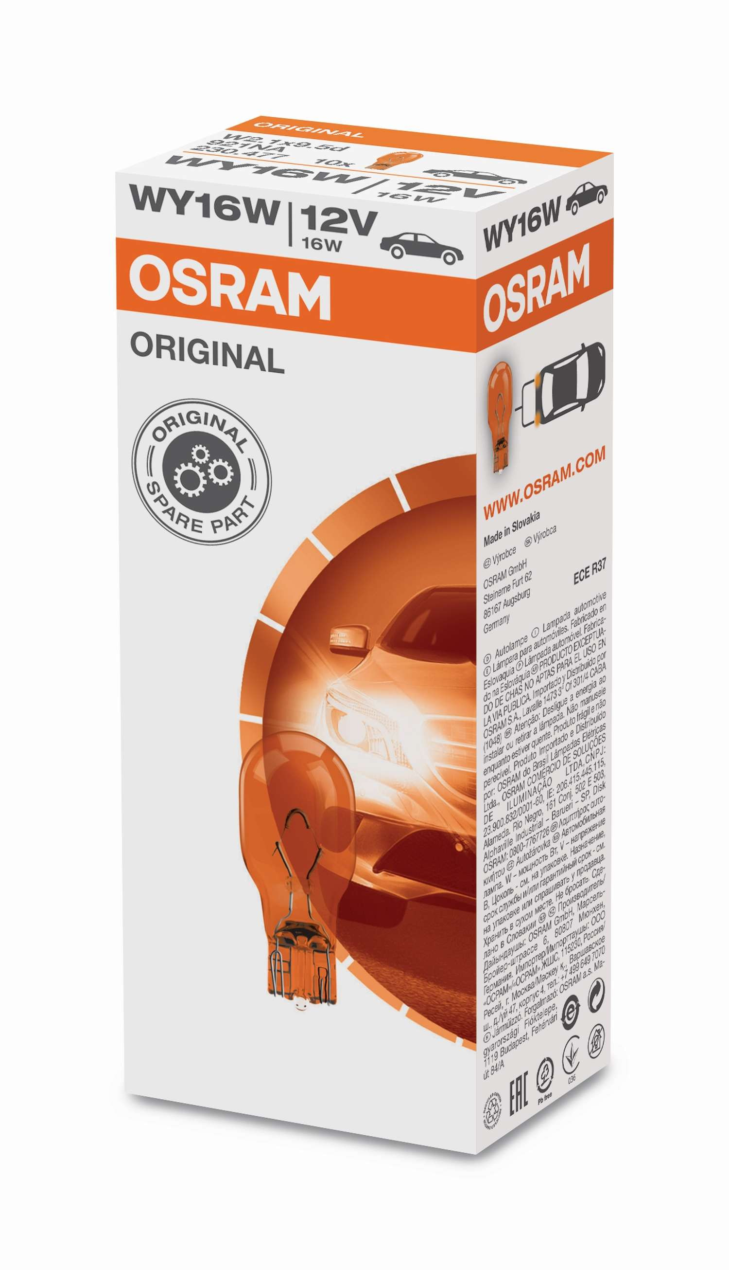 Osram Lampe mit Glassockel Glühlampe WY16W W2.1x9.5d 12V 16W 1 Stück