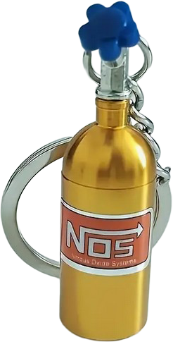 Schlüsselanhänger NOS Nitrogen Flasche Nitro Turbo Tuning Farbe GOLD