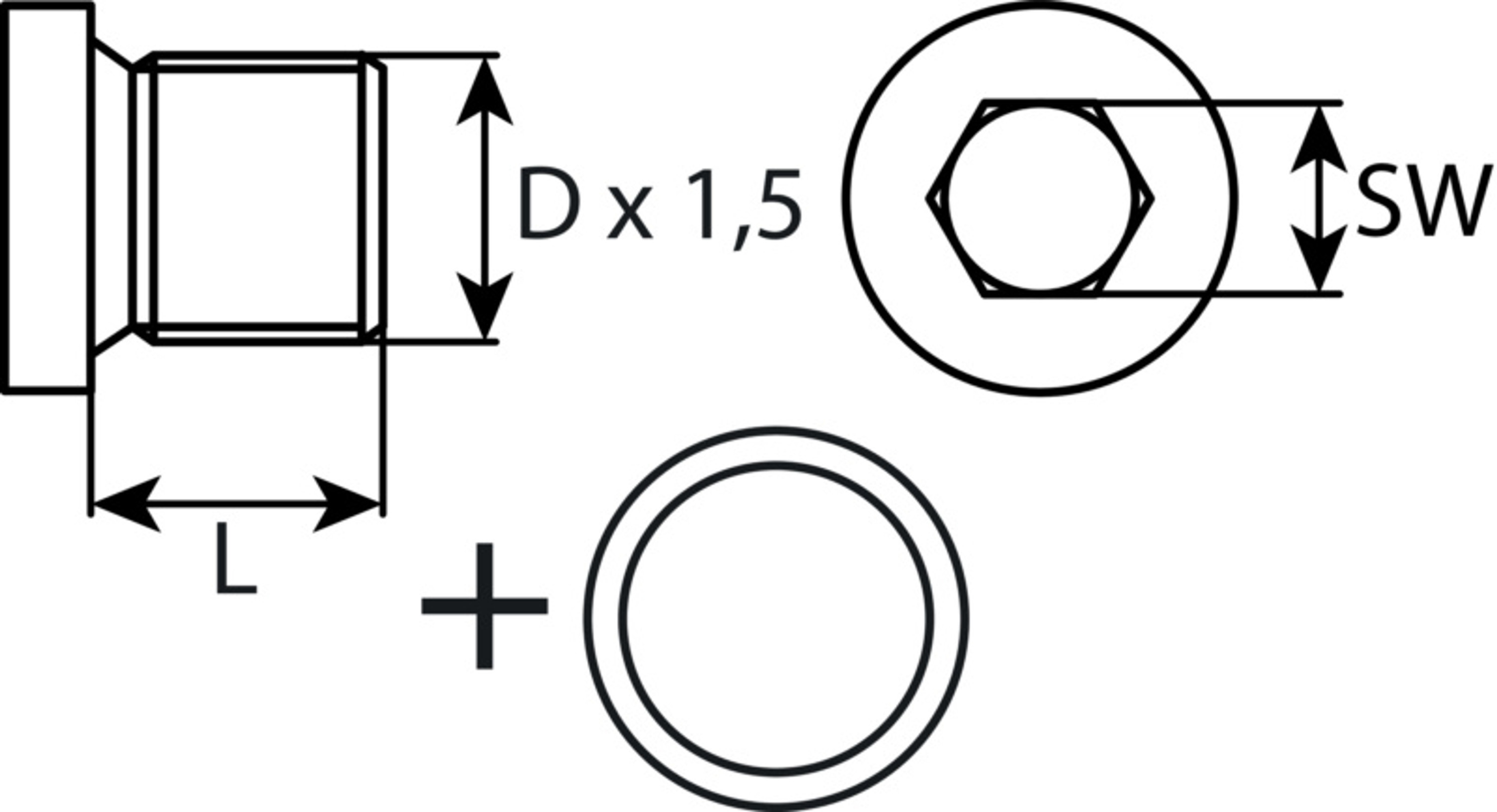 Ölablassschraube M22 x 1,5 x 14,5, mit Dichtring, Stahl verzinkt 1Stk.
