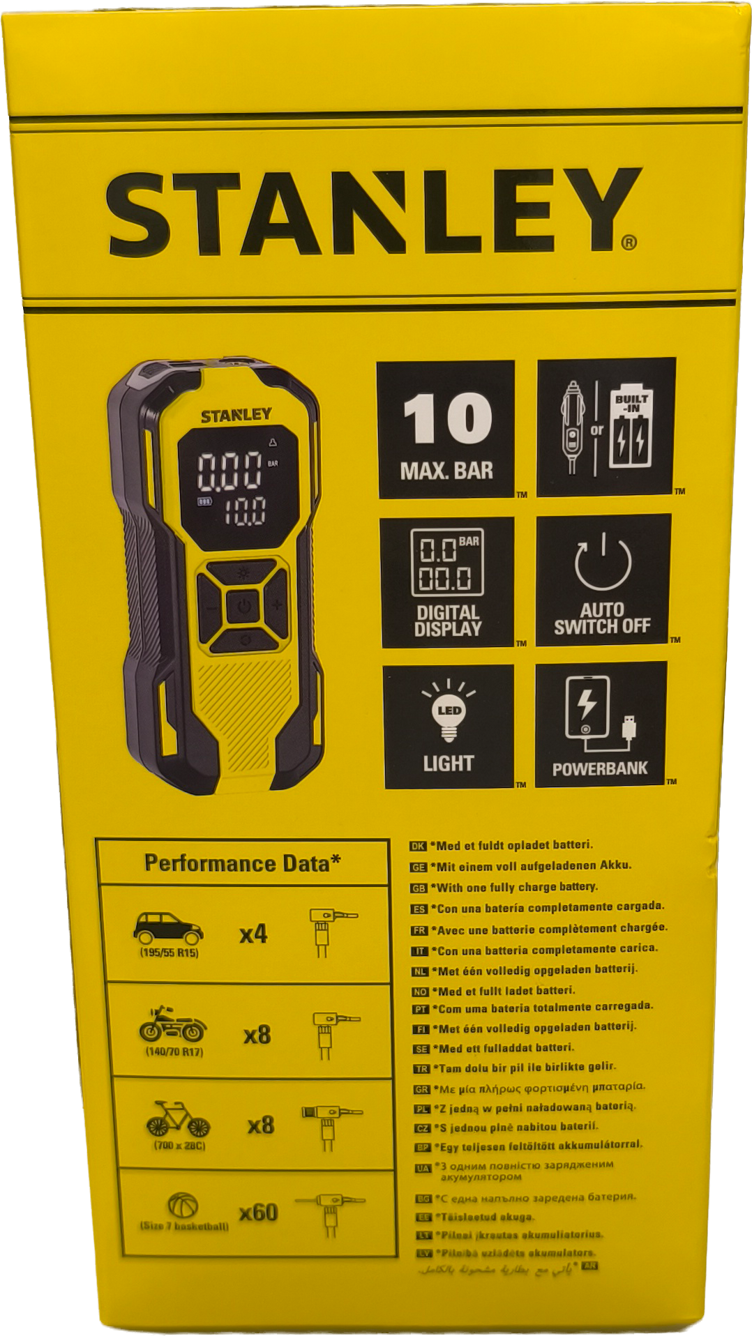 Stanley Akku Luftpumpe Mini-Kompressor mit Zubehör 14,2 l/min bei 0 bar