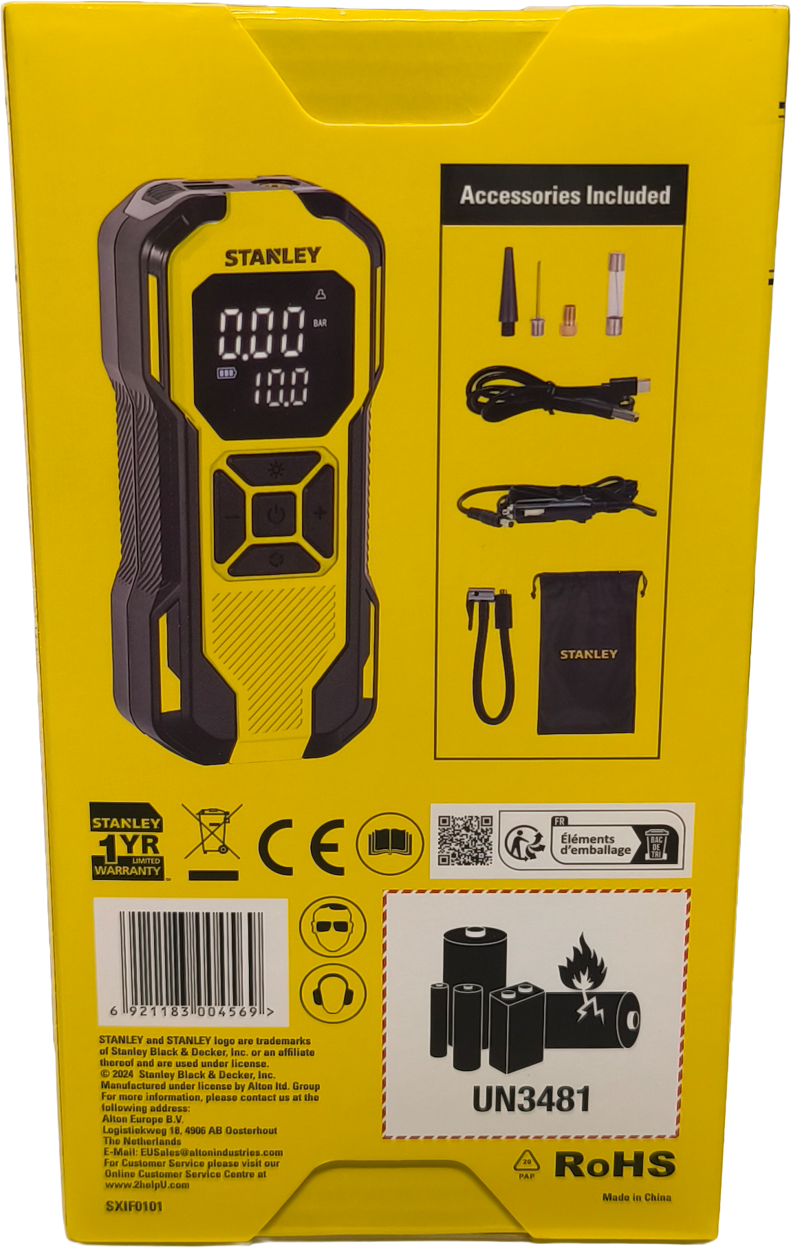 Stanley Akku Luftpumpe Mini-Kompressor mit Zubehör 14,2 l/min bei 0 bar