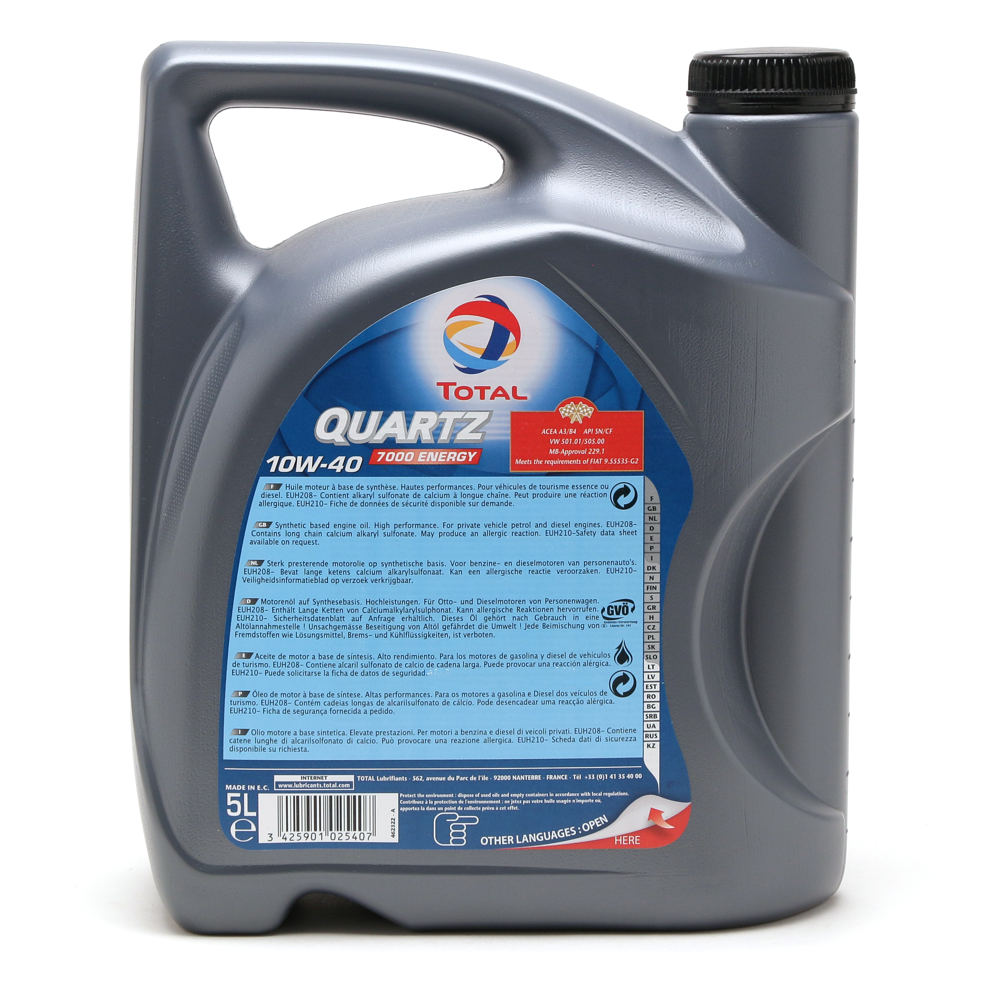 Total QUARTZ 7000 ENERGY 10W 40 Motor l 5l SAE 10W 40 Auto PKW 