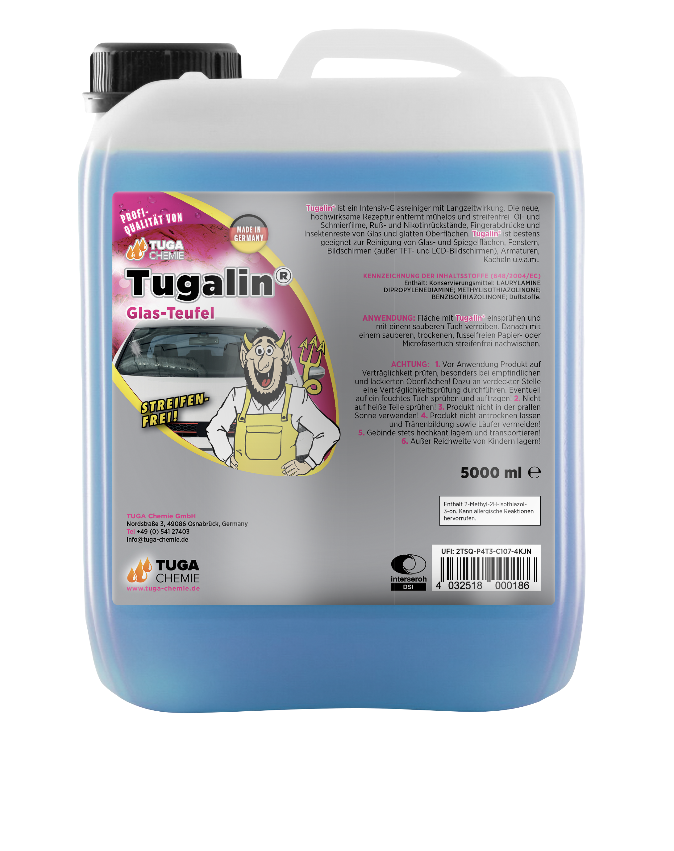 Tuga Chemie - Tugalin Nano (Glasreiniger mit Langzeitwirkung) 5L Kanister