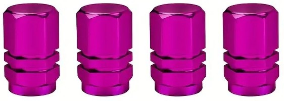 4 Stk. Set Reifenventil-Kappe Aluminium für PKW, SUV, Motorrad, Fahrrad Alu in Farbe Pink/Lila/Rosa