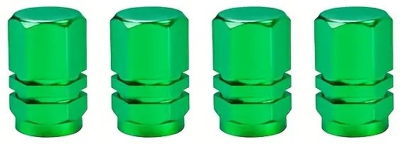 4 Stk. Set Reifenventil-Kappe Aluminium für PKW, SUV, Motorrad, Fahrrad Alu in Farbe Grün