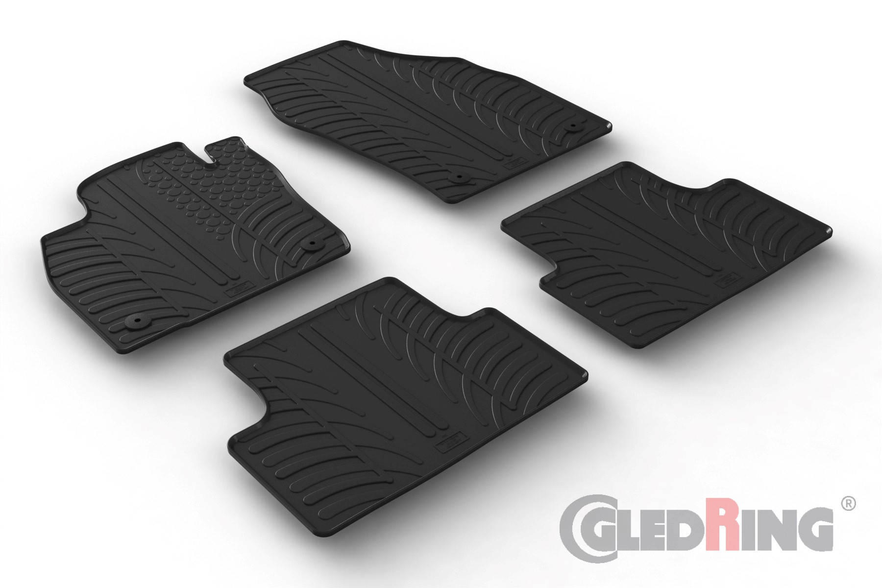 Original Gledring Passform Fußmatten Gummimatten 4 Tlg.+Fixing - VOLKSWAGEN T-Cross 03.2019->