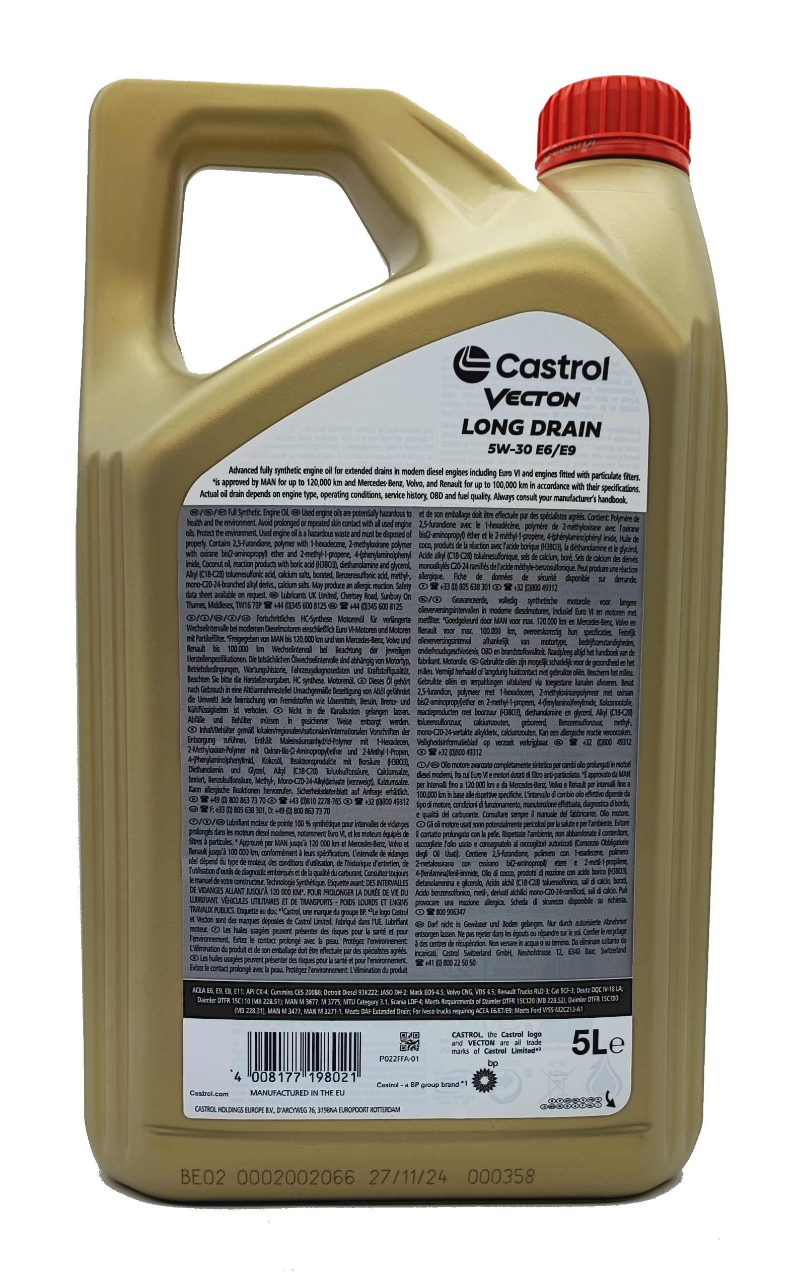 Castrol Vecton Fuel Saver 5W-30 E6/E9 Motoröl 5l Kanne