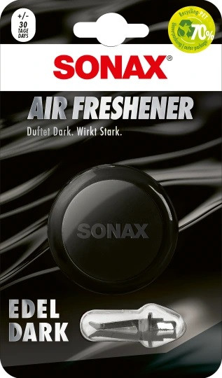 SONAX AirFreshener Edeldark (1 Stück) Lufterfrischer mit frischem Duft und langanhaltendem Dufterlebnis für den Fahrzeuginnenraum | Art-Nr. 03610410