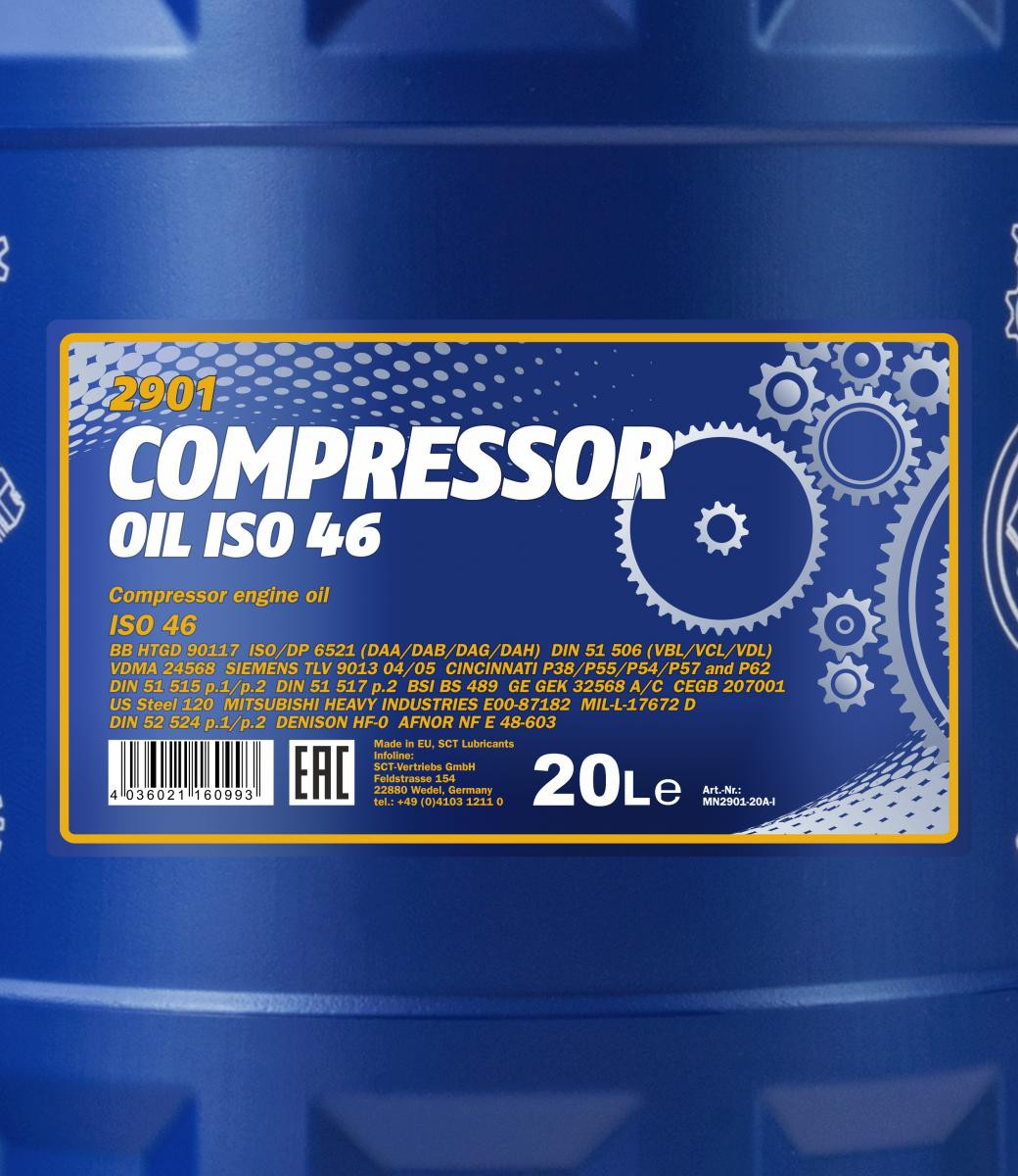 Mannol 2901 Compressor ISO 46 Kompressorenöl 20l Kanister