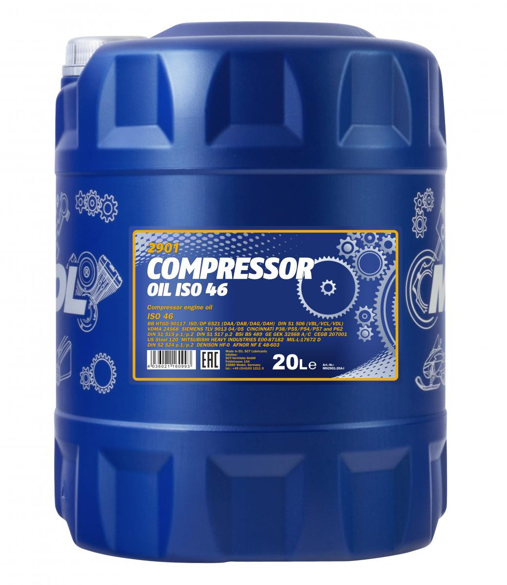 Mannol 2901 Compressor ISO 46 Kompressorenöl 20l Kanister