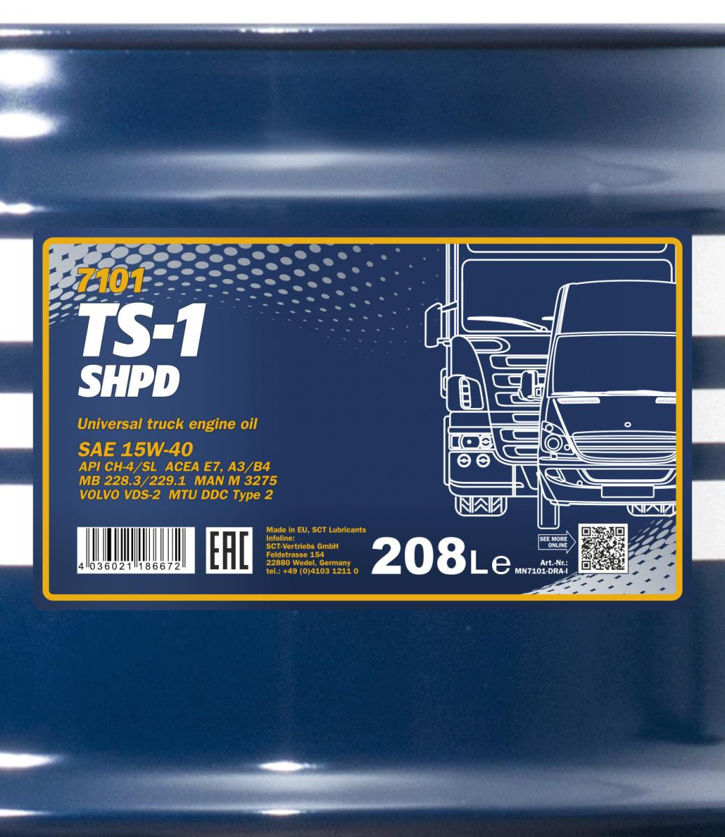 Mannol 7101 TS-1 SHPD 15W-40 LKW Motoröl 208l Fass