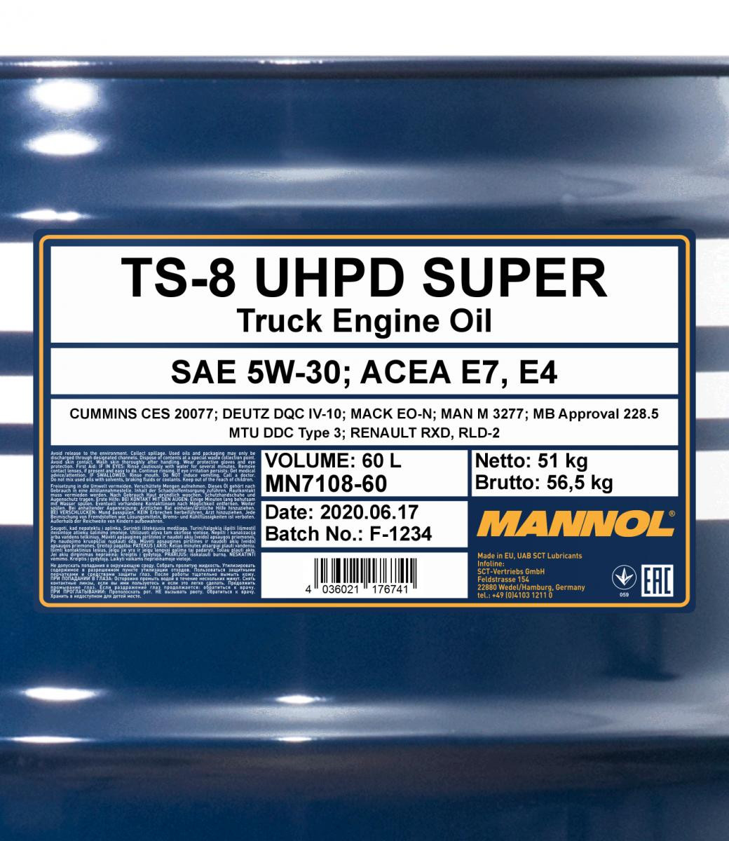 Mannol 7108 TS-8 SUPER UHPD Super 5W-30 LKW Motoröl 60l Fass