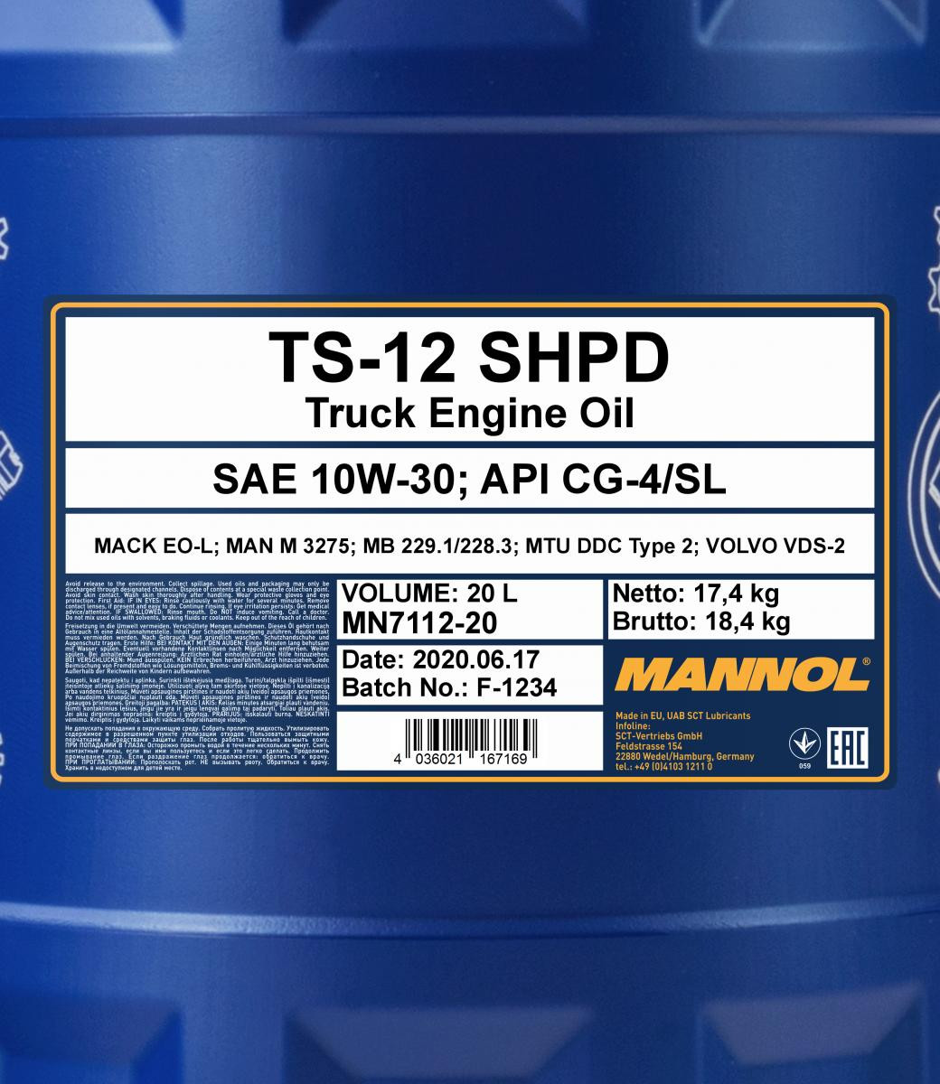 Mannol 7112 TS-12 SHPD 10W-30 LKW Motoröl 20l Kanister