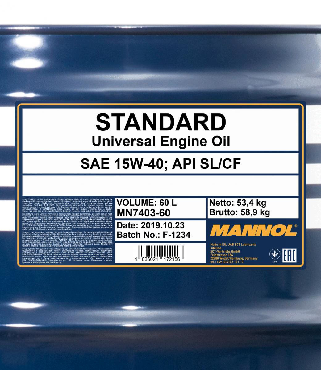 Mannol Standard 15W-40 Motoröl 60l Fass