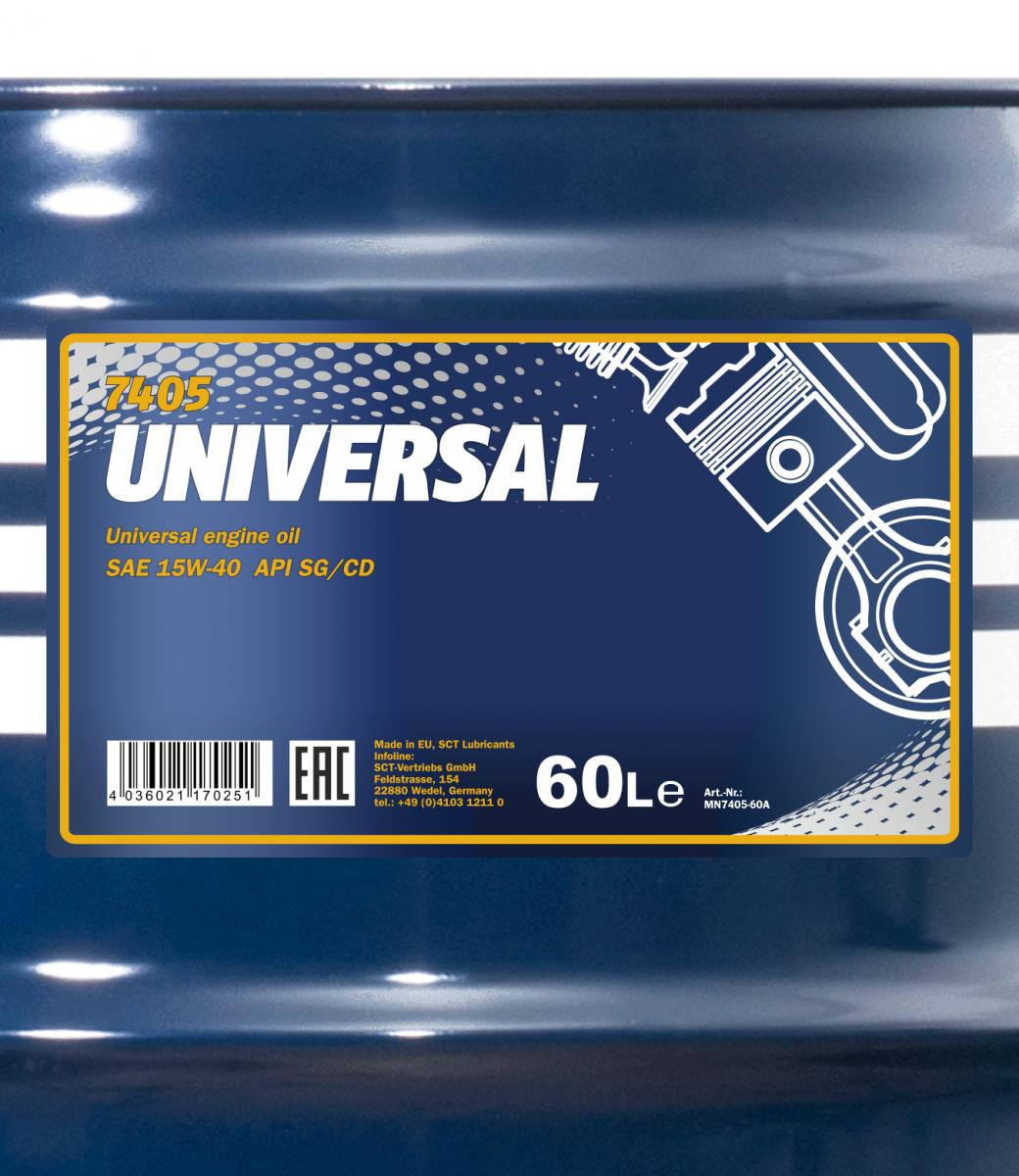 Mannol 7405 Universal 15W-40 mineralisches Motoröl 60l Fass